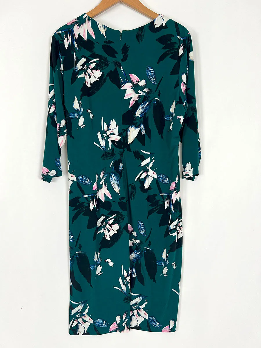 Eliza J. Size 16W Teal & Pink Floral Dress