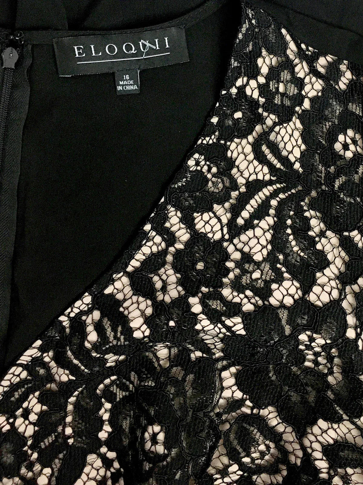 eloquii Size 16 Black & Beige Lace Dress