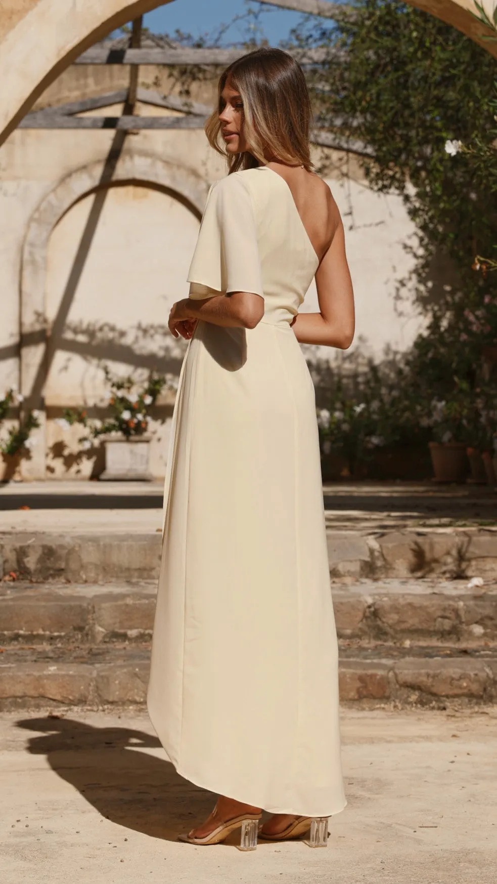 Emma One Sleeve Maxi Dress - Yellow Billy J