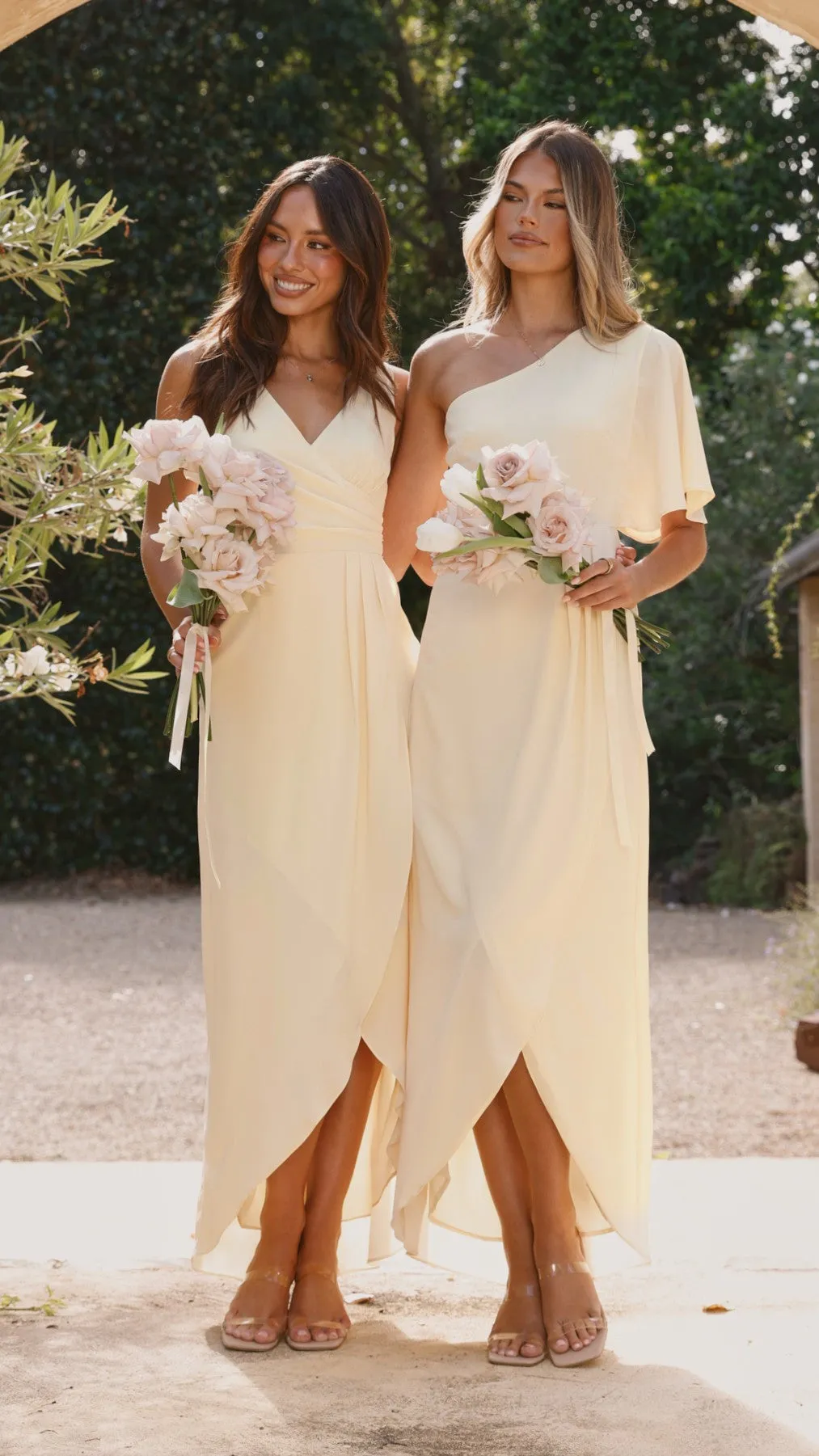 Emma One Sleeve Maxi Dress - Yellow Billy J