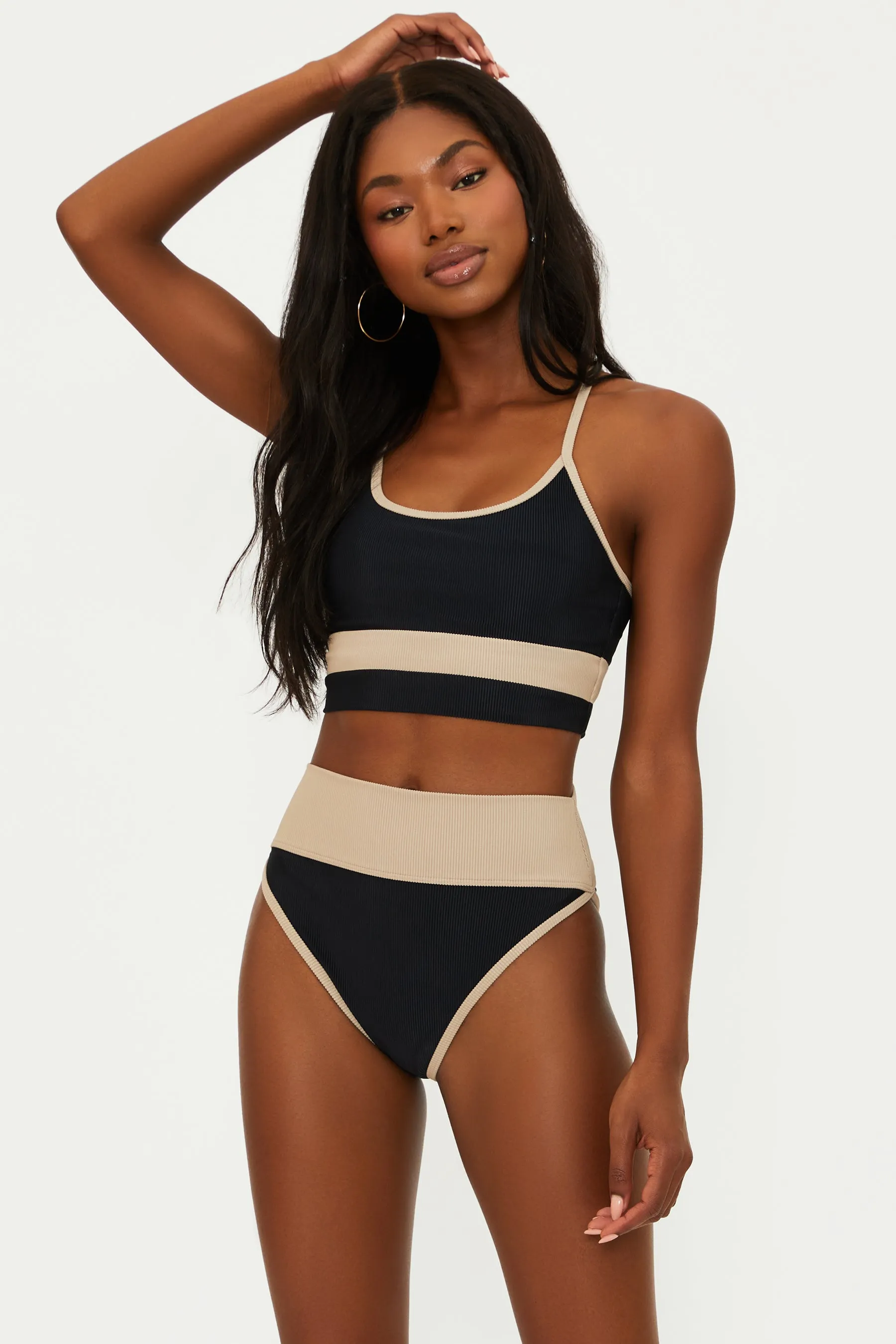Eva Top Black Tan Colorblock Beach Riot