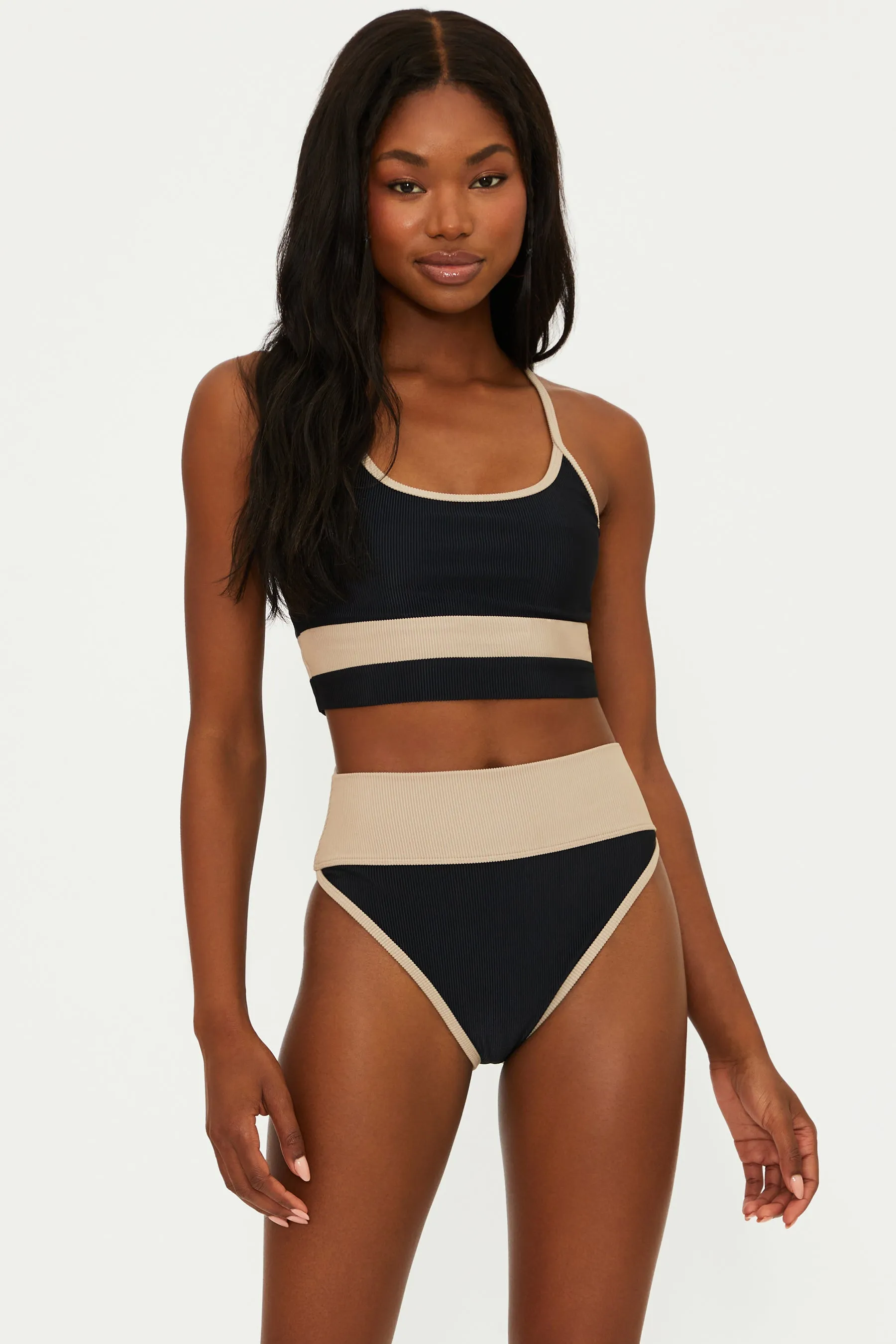 Eva Top Black Tan Colorblock Beach Riot
