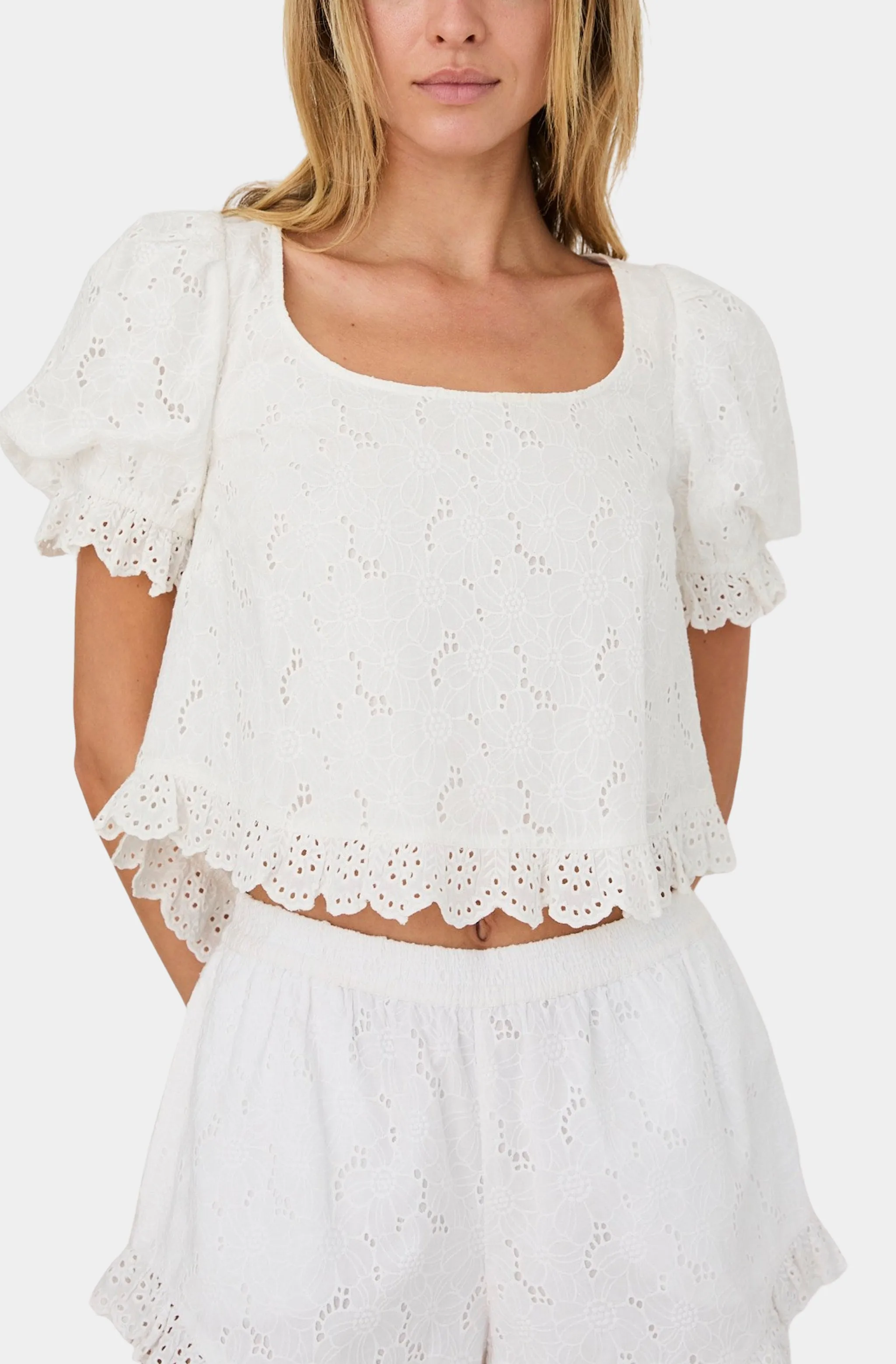 Eyelet Puff Sleeve Top