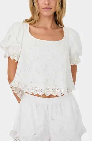 Eyelet Puff Sleeve Top