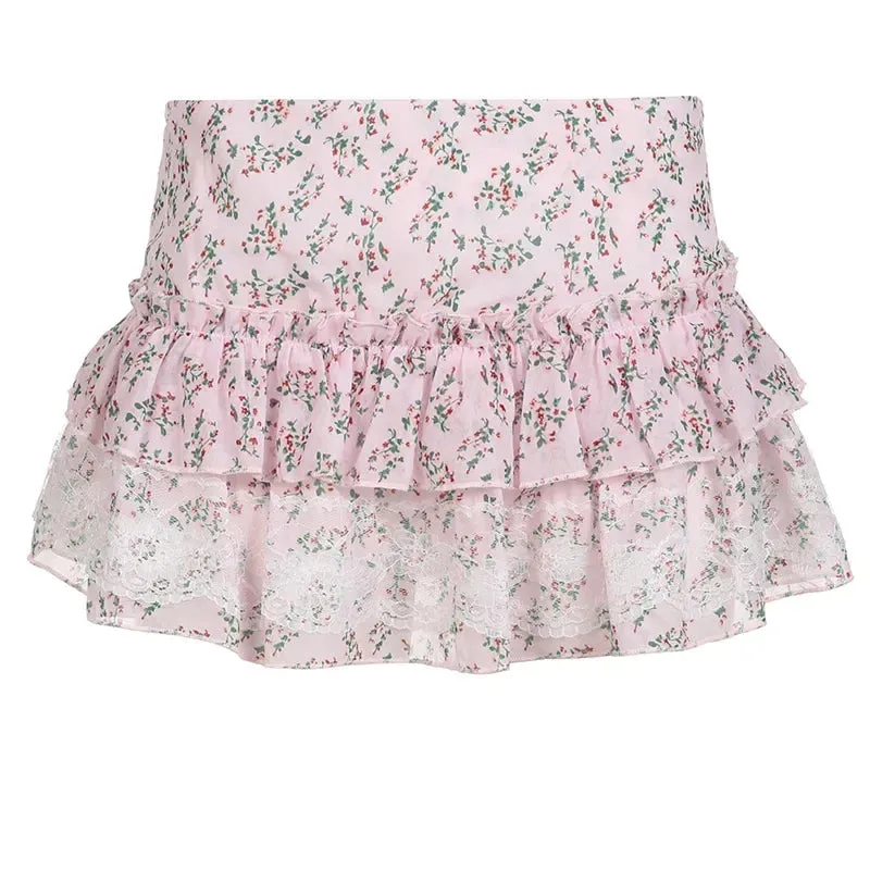Floral Print Babydoll Skirt