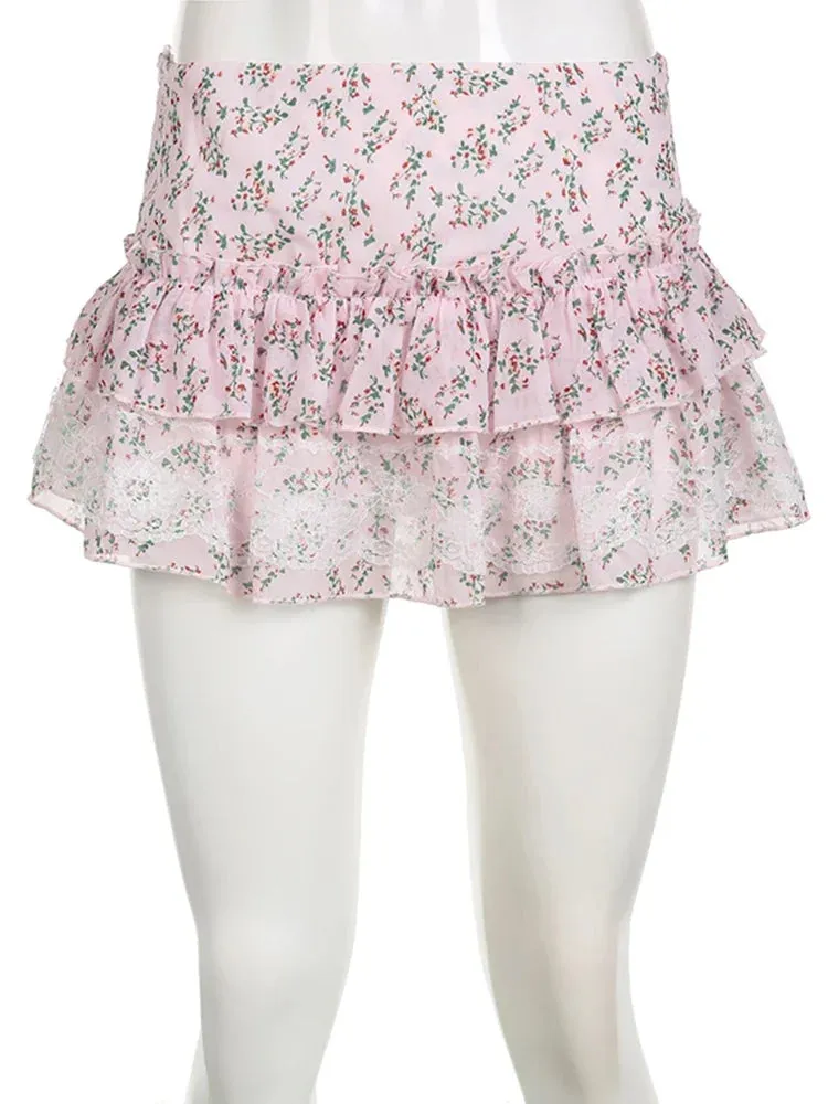 Floral Print Babydoll Skirt
