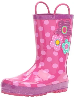Flower Cutie Girls Polka Dot Rubber Rain Boots