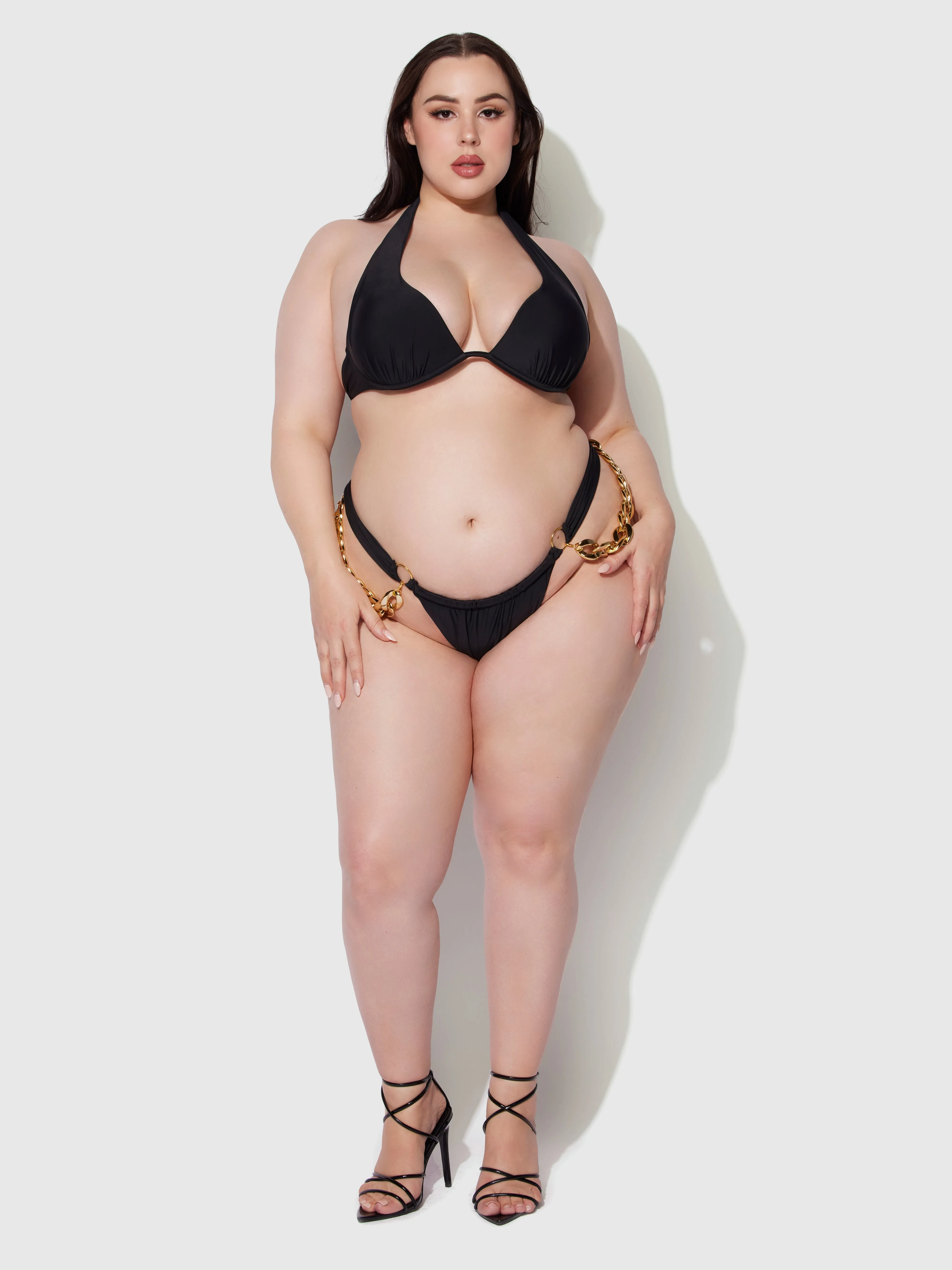 Frederick's Of Hollywood Rising Star Chain Side Thong Swim Bottom Juicy Couture