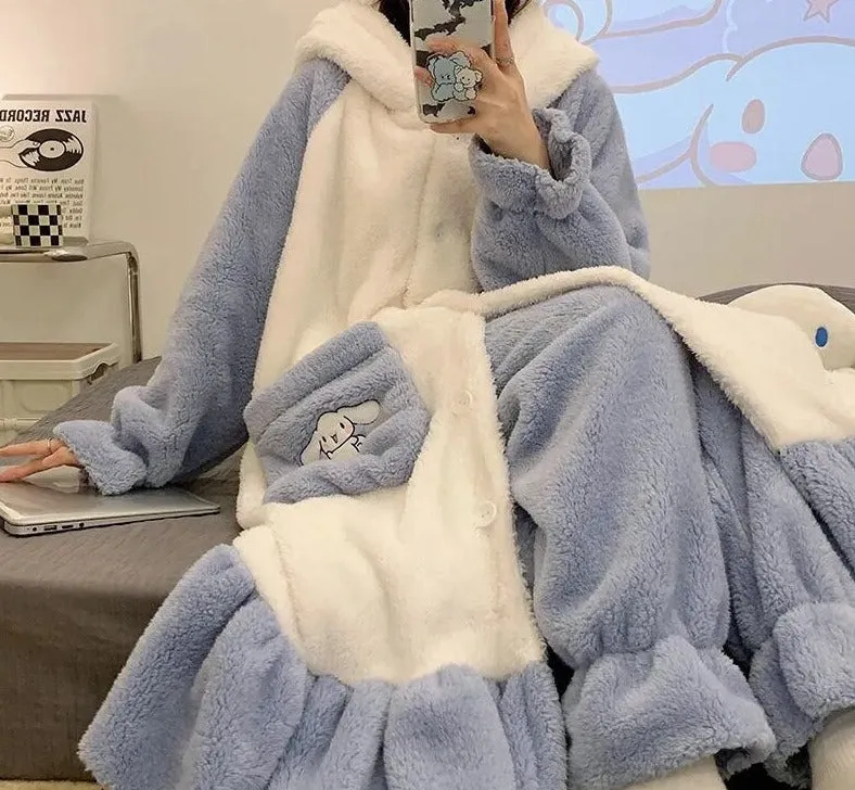 Fuzzy Puppy Pajama Night Dress Set