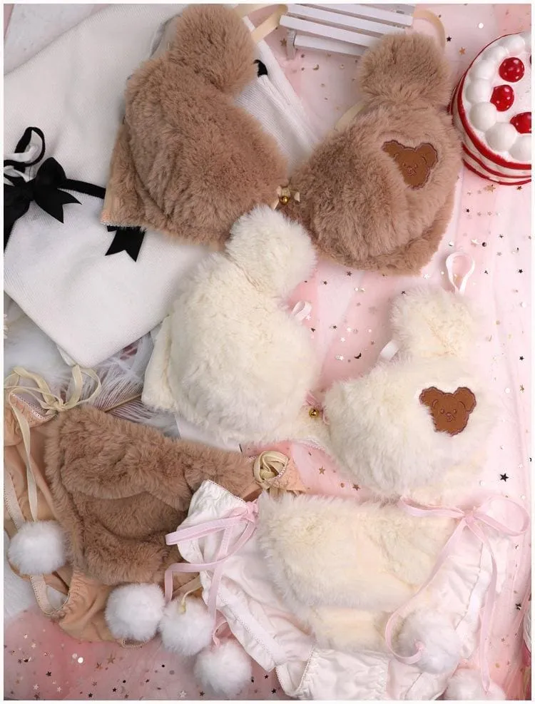 Fuzzy Teddy Bear Lingerie Set
