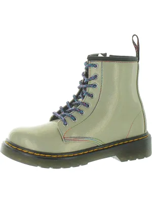 Girls Faux Leather Ankle Combat & Lace-up Boots