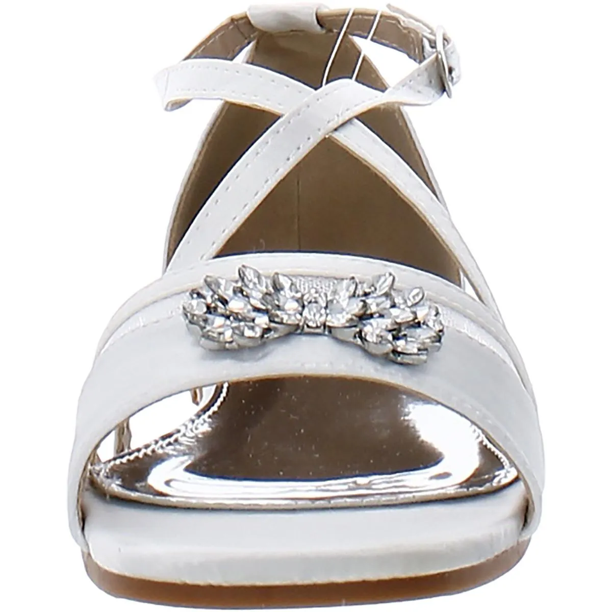 Girls Metallic Rhinestone Slide Sandals