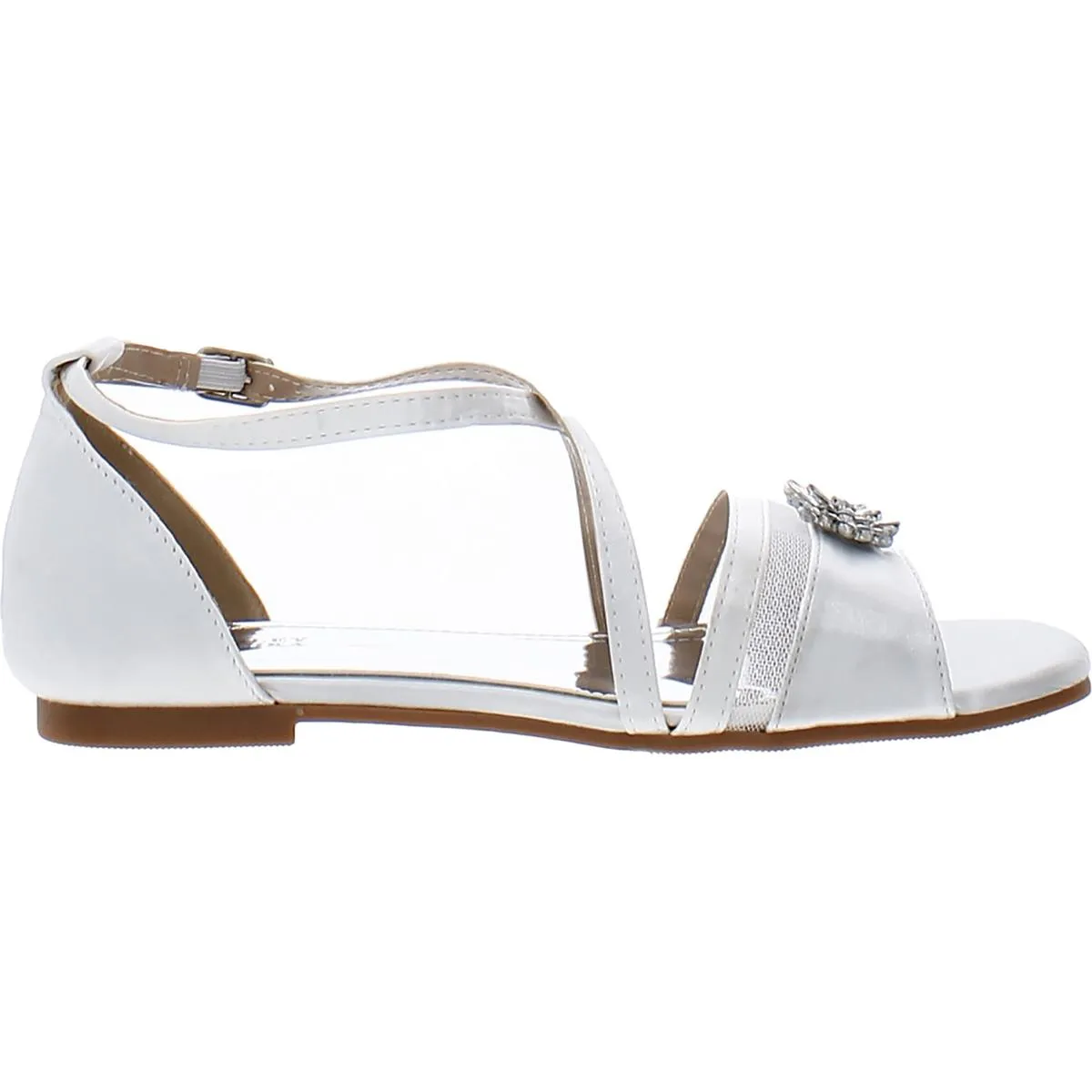 Girls Metallic Rhinestone Slide Sandals