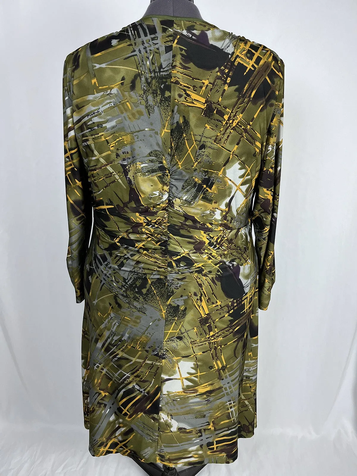 Igigi Size 22W Olive & Mustard Crosshatch Dress