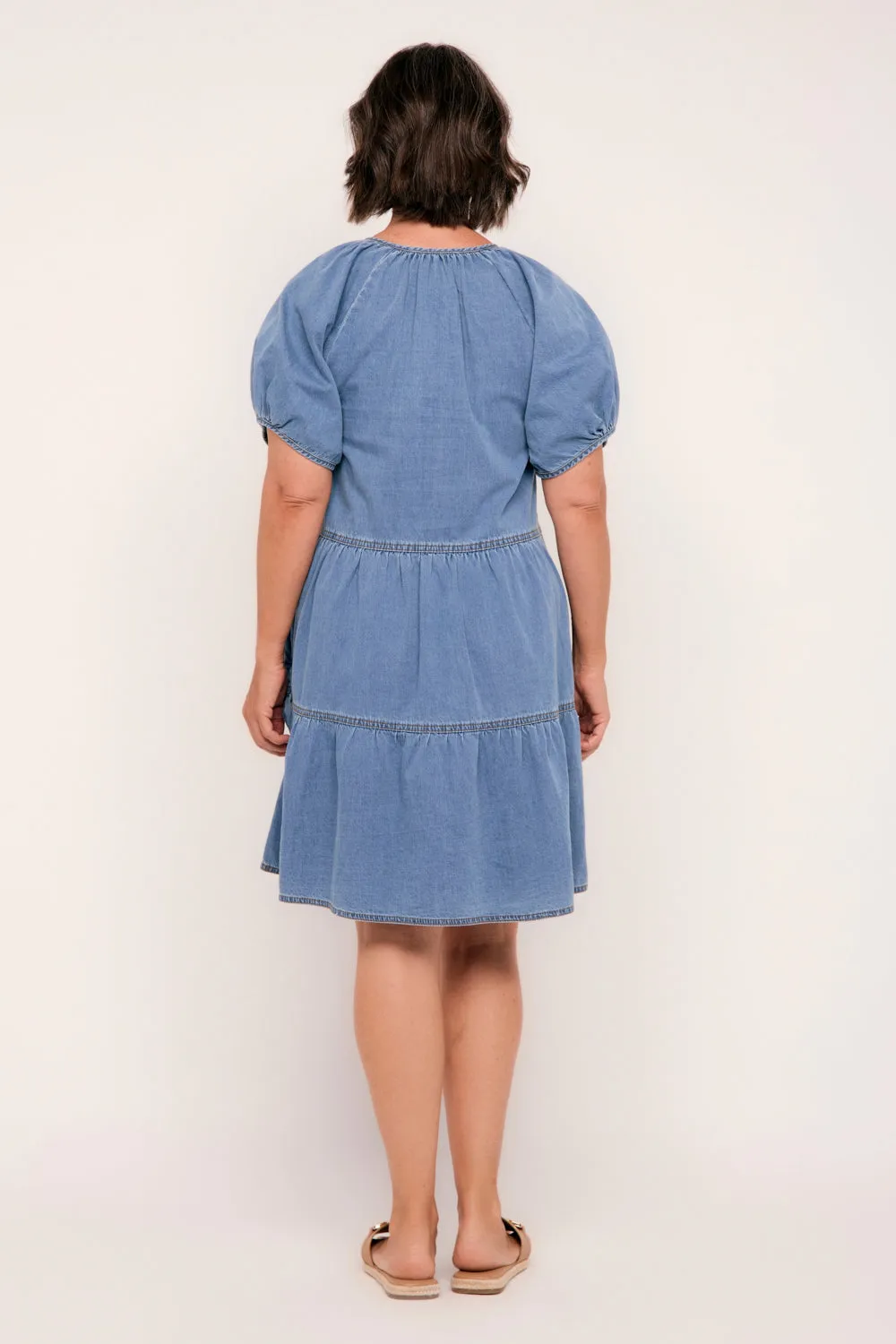 Ismay Chambray Short Dress in Light Wash Adrift