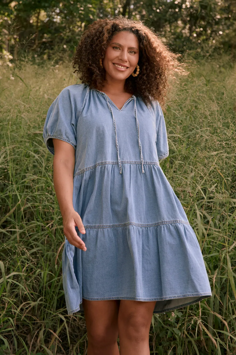 Ismay Chambray Short Dress in Light Wash Adrift