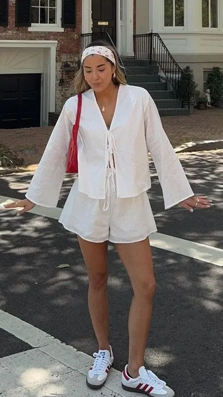 Iveena Top and Shorts Set - White Billy J