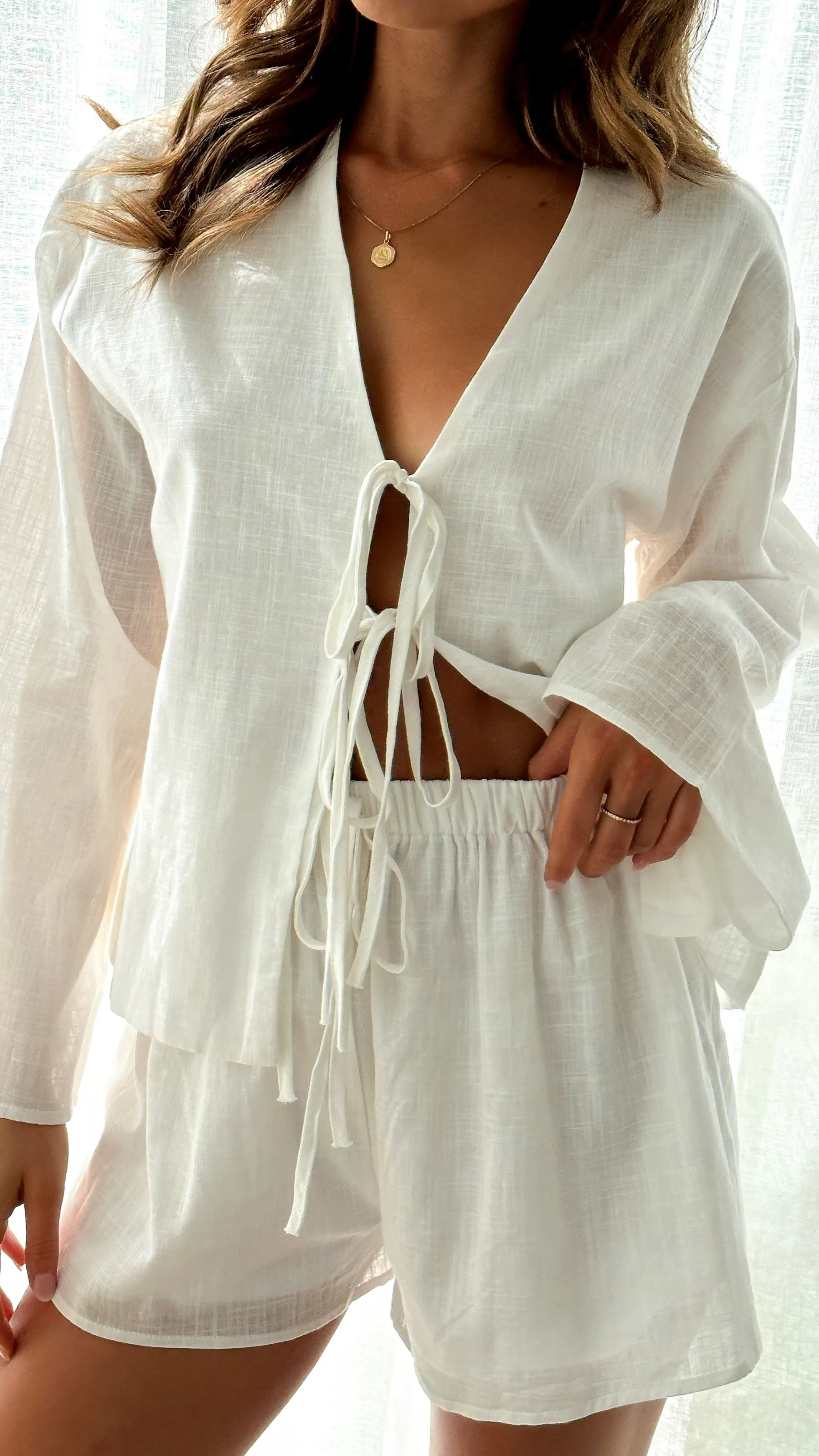 Iveena Top and Shorts Set - White Billy J