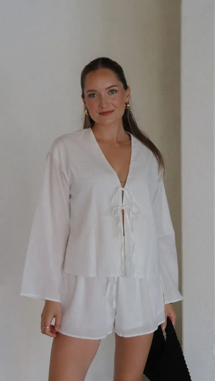 Iveena Top and Shorts Set - White Billy J