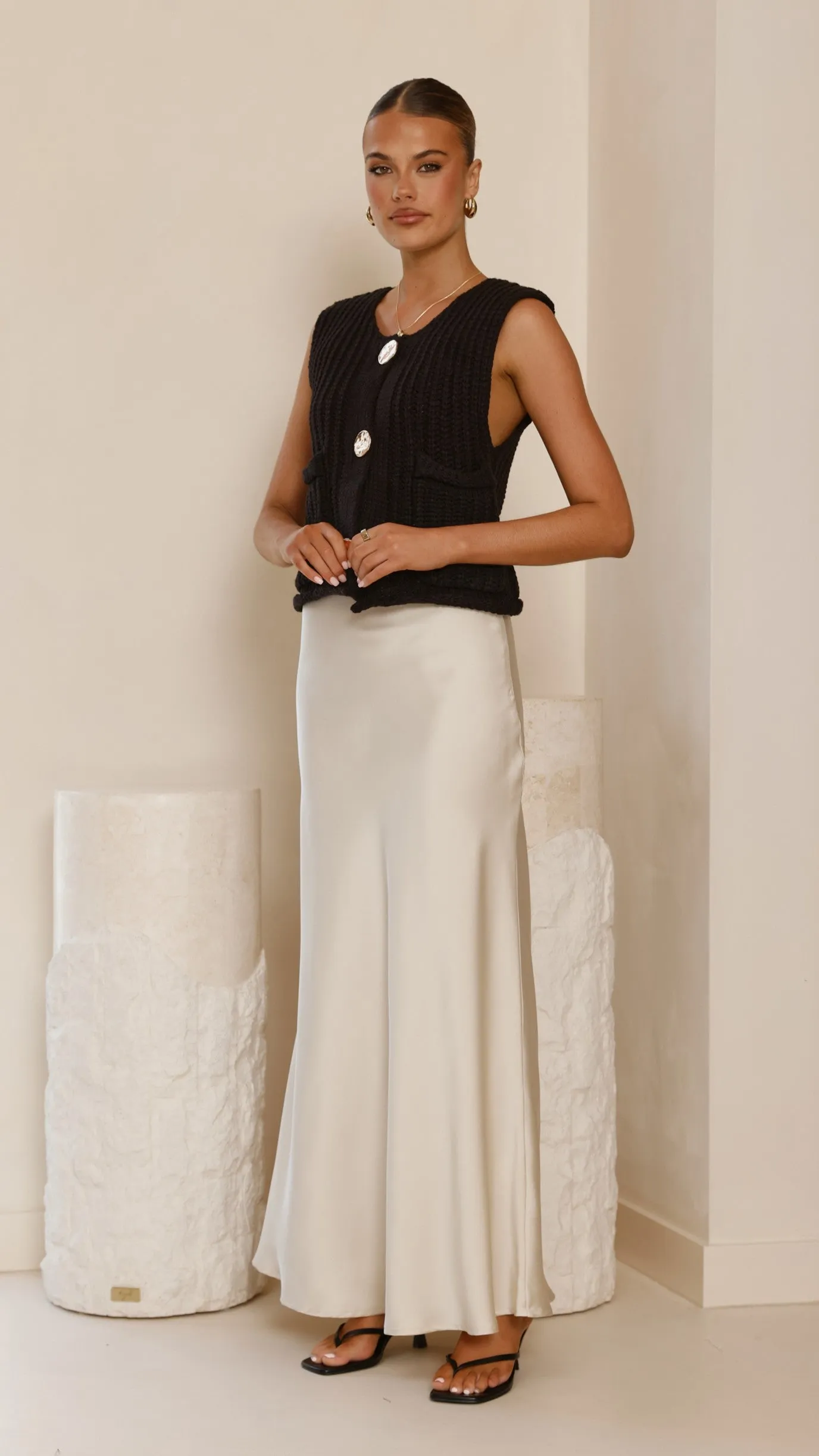 Jaffa Cropped Knit Vest - Black Billy J