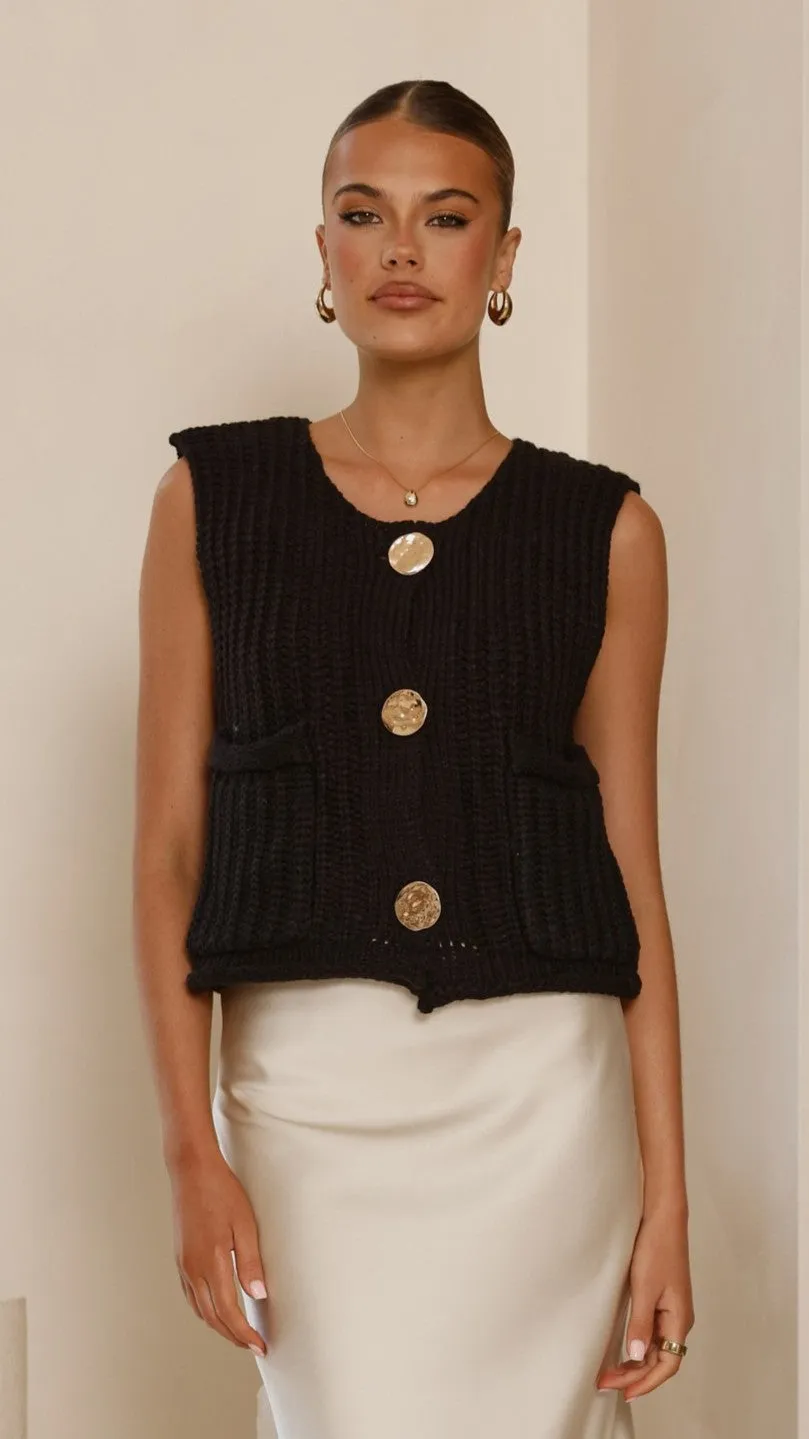 Jaffa Cropped Knit Vest - Black Billy J