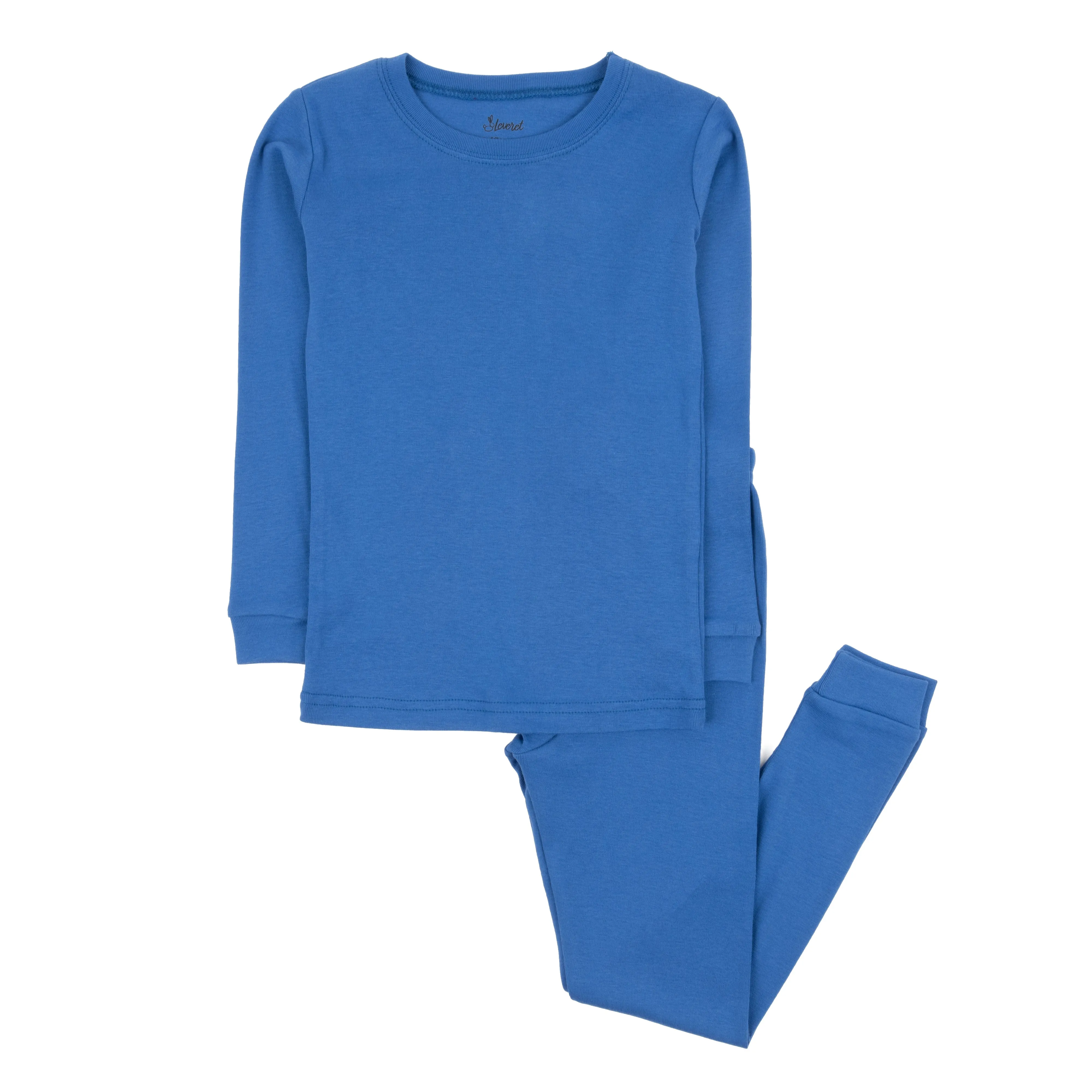 Kids Two Piece Cotton Pajamas Classic Solid Color