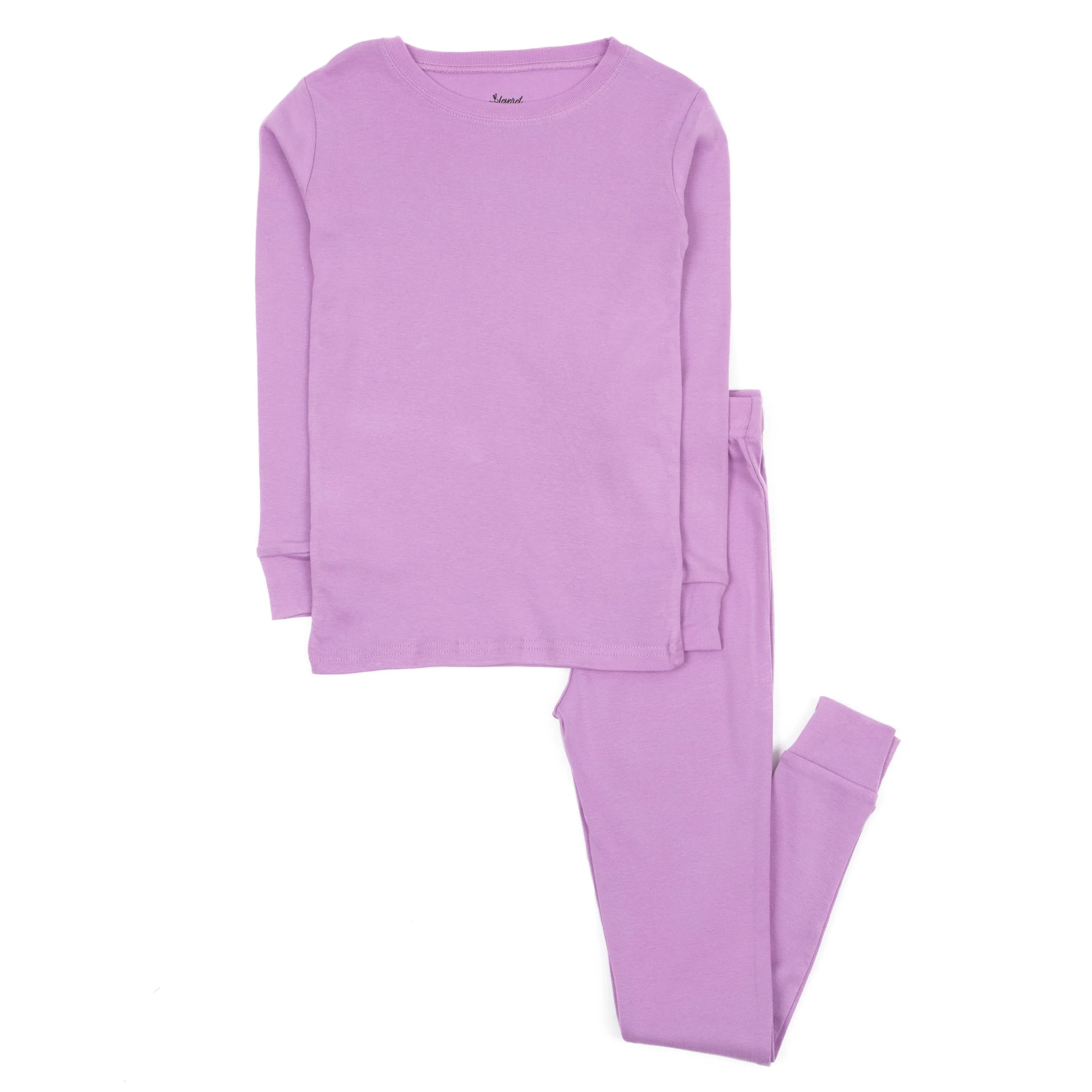 Kids Two Piece Cotton Pajamas Classic Solid Color