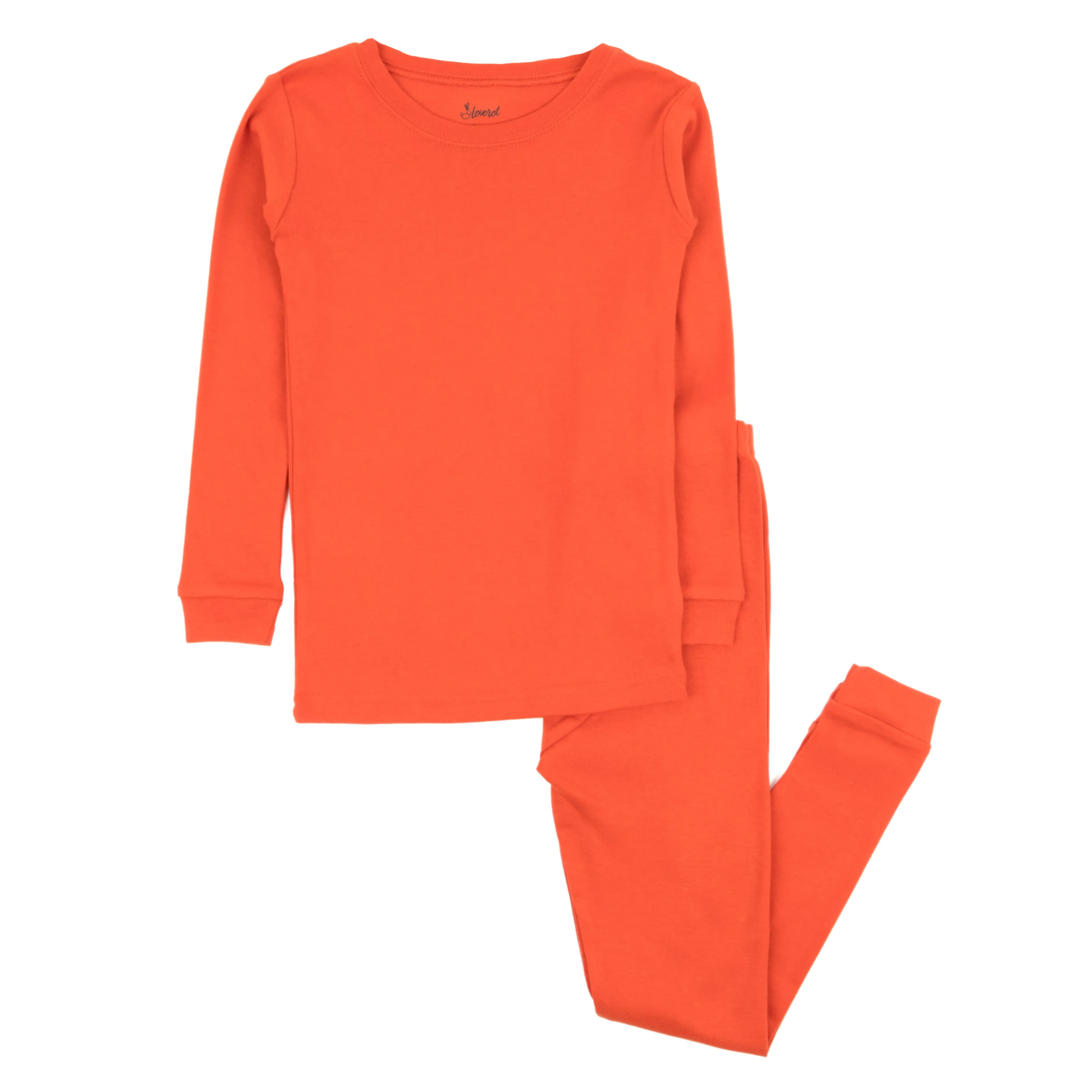 Kids Two Piece Cotton Pajamas Classic Solid Color