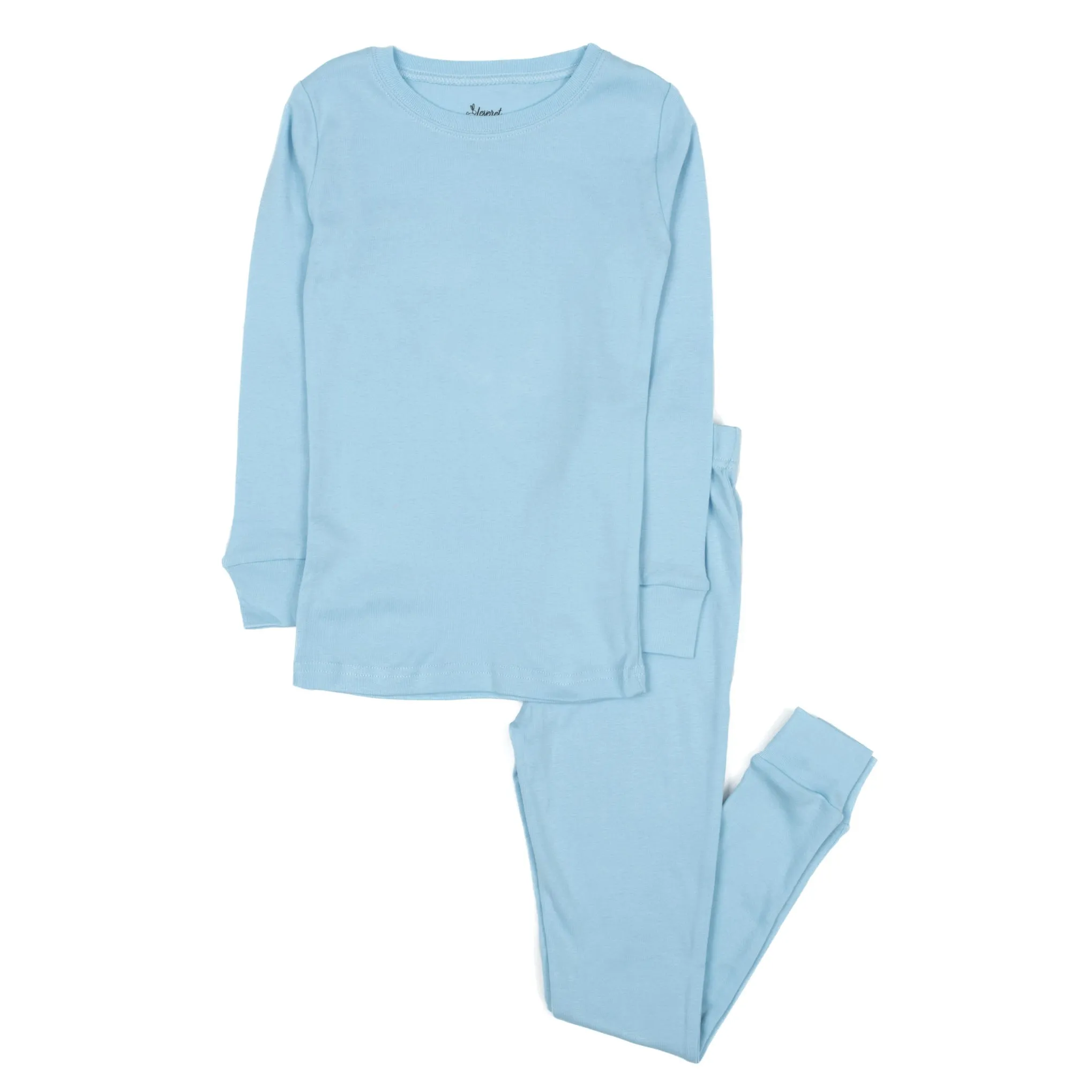 Kids Two Piece Cotton Pajamas Classic Solid Color