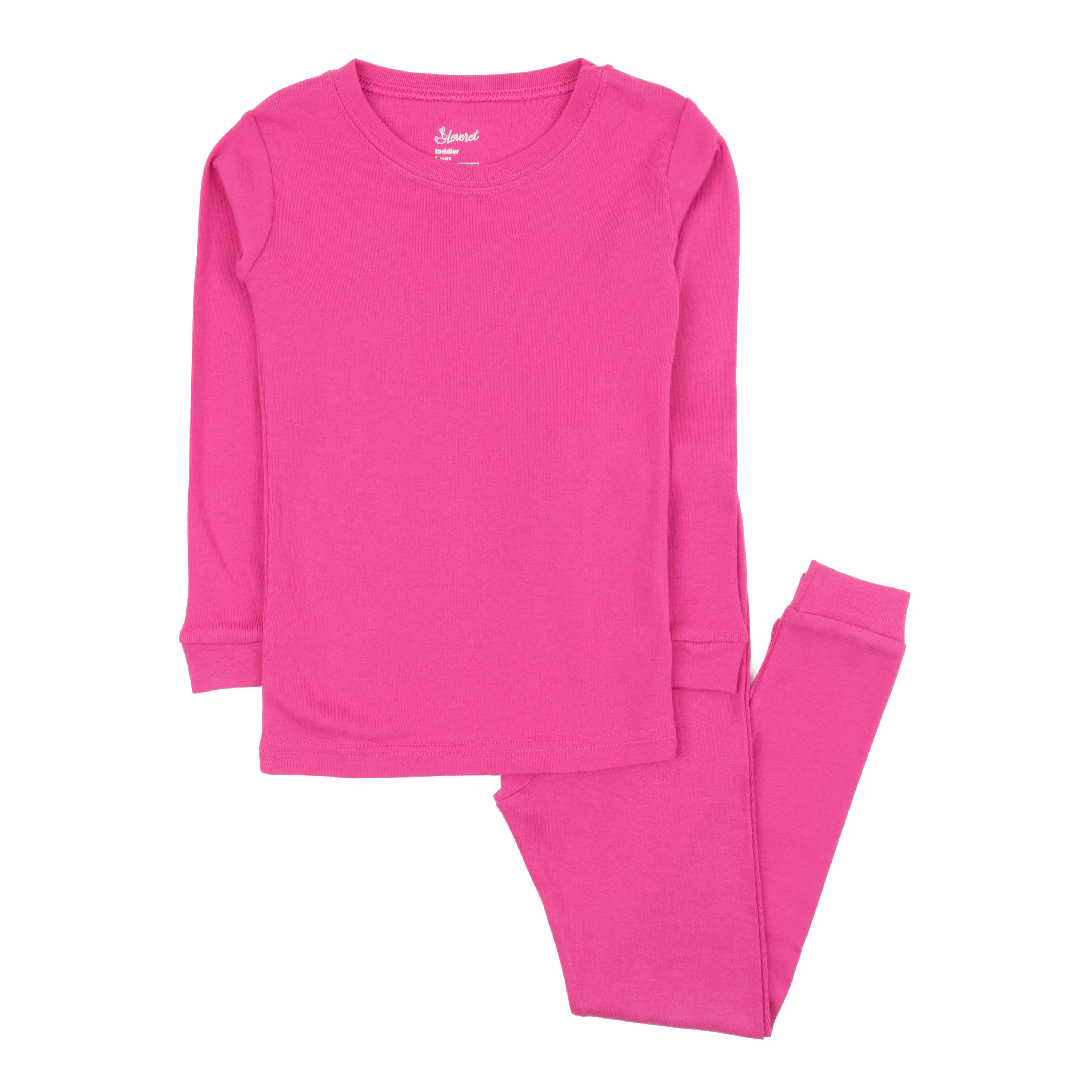 Kids Two Piece Cotton Pajamas Classic Solid Color