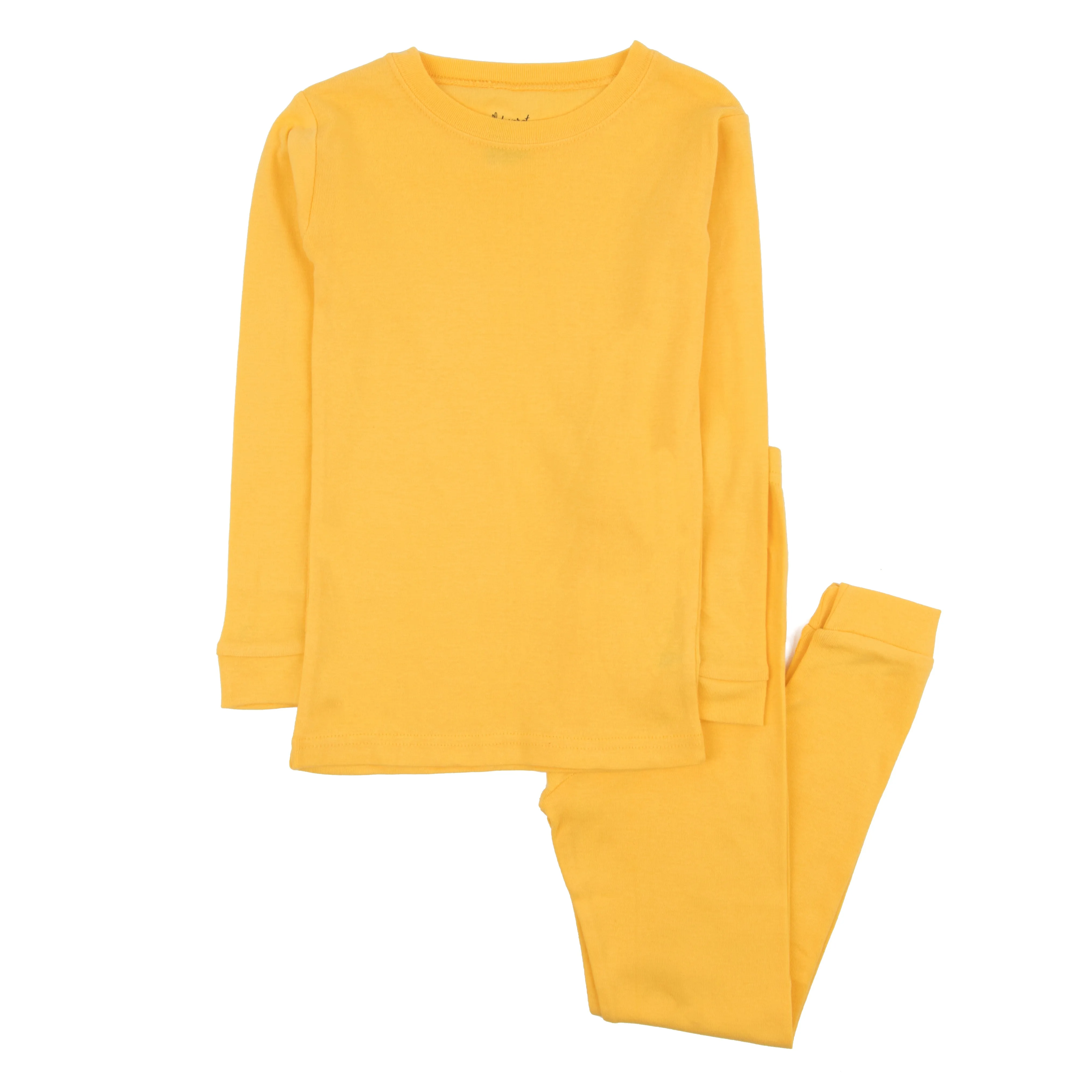 Kids Two Piece Cotton Pajamas Classic Solid Color