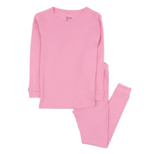 Kids Two Piece Cotton Pajamas Classic Solid Color