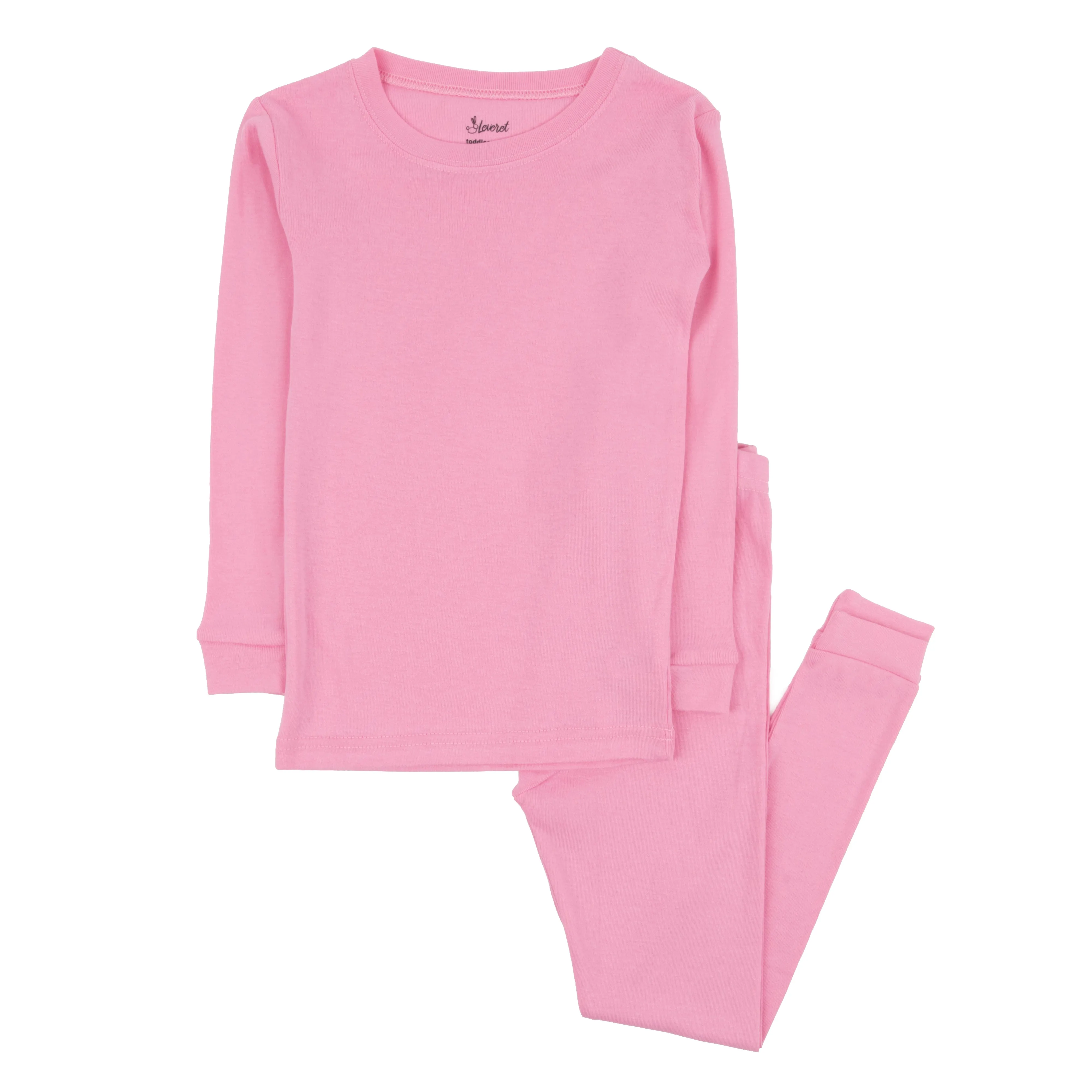 Kids Two Piece Cotton Pajamas Classic Solid Color