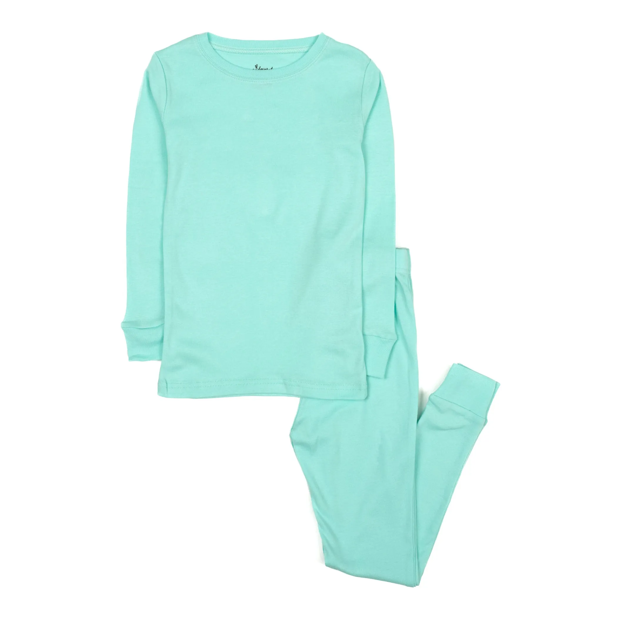 Kids Two Piece Cotton Pajamas Classic Solid Color