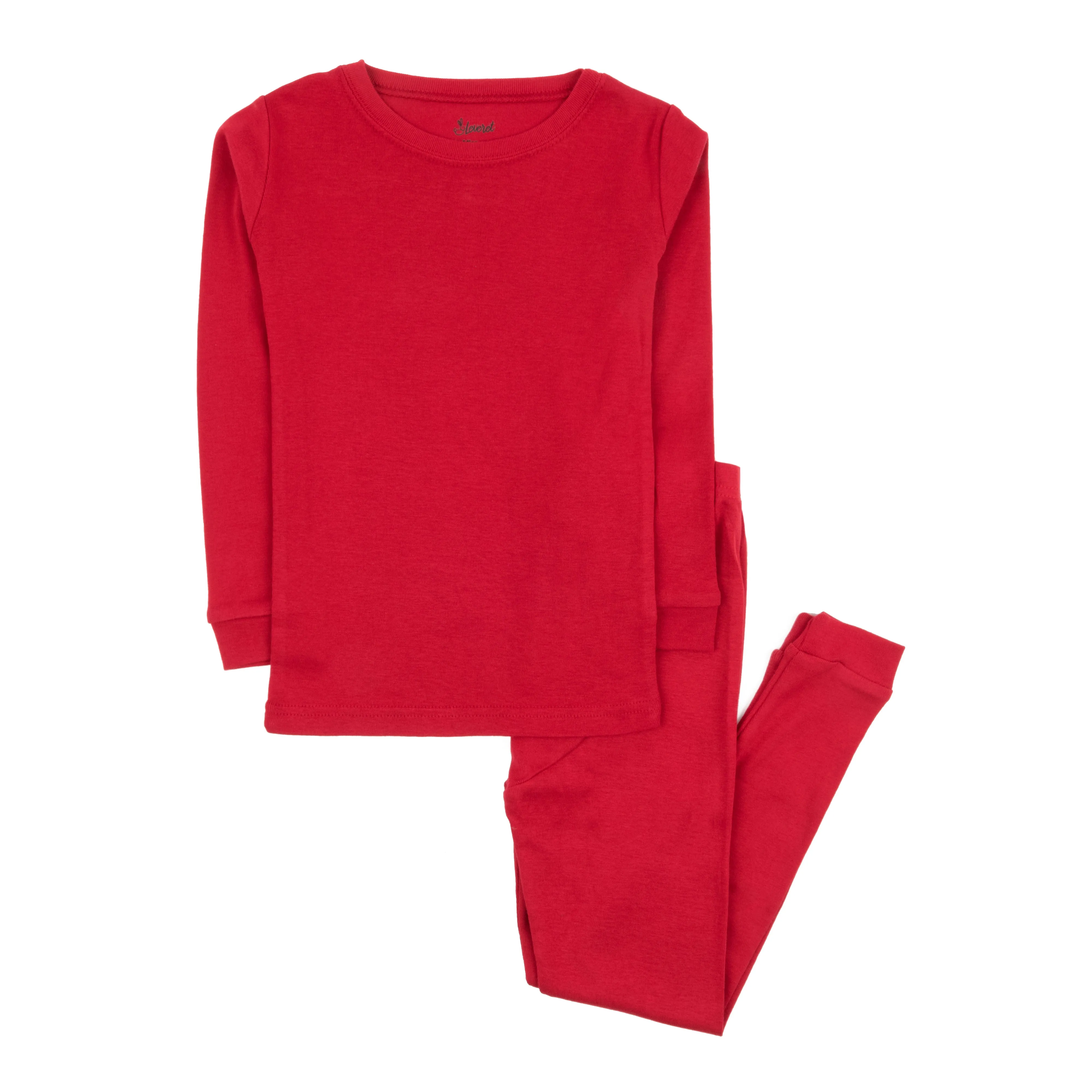Kids Two Piece Cotton Pajamas Classic Solid Color