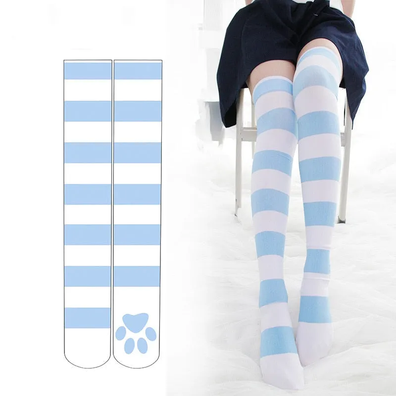Kitten Paw Striped Socks