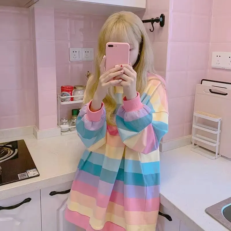 Lazy Days Pastel Rainbow Striped Top