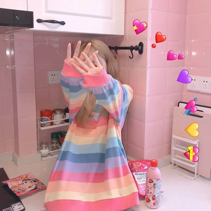 Lazy Days Pastel Rainbow Striped Top