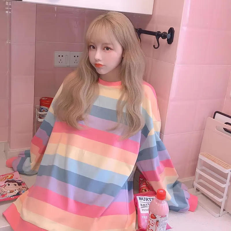 Lazy Days Pastel Rainbow Striped Top