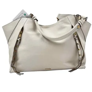 LODIS 1965 Stone "Salt" Pebbled Leather CAMILLA Double Handled Tote Bag Purse