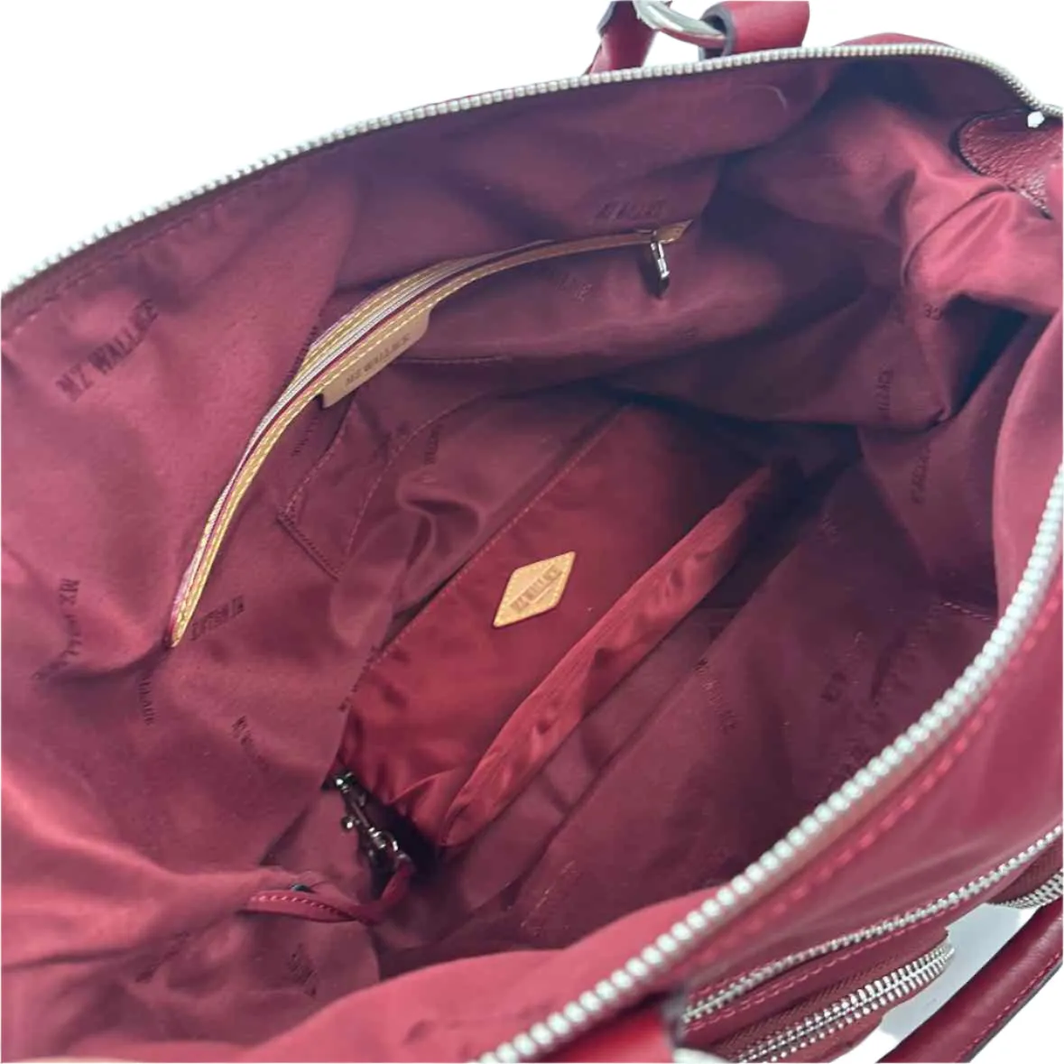 MZ WALLACE Deep Red Nylon JANE BEDFORD Handled Travel Satchel w/Crossbody