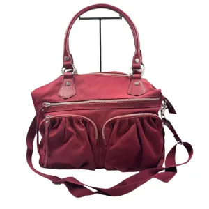 MZ WALLACE Deep Red Nylon JANE BEDFORD Handled Travel Satchel w/Crossbody