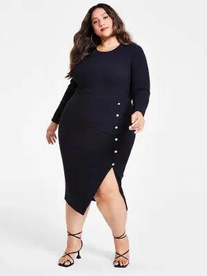 Nina Parker Size 3X (18/20) Black Ribbed Bodycon Dress