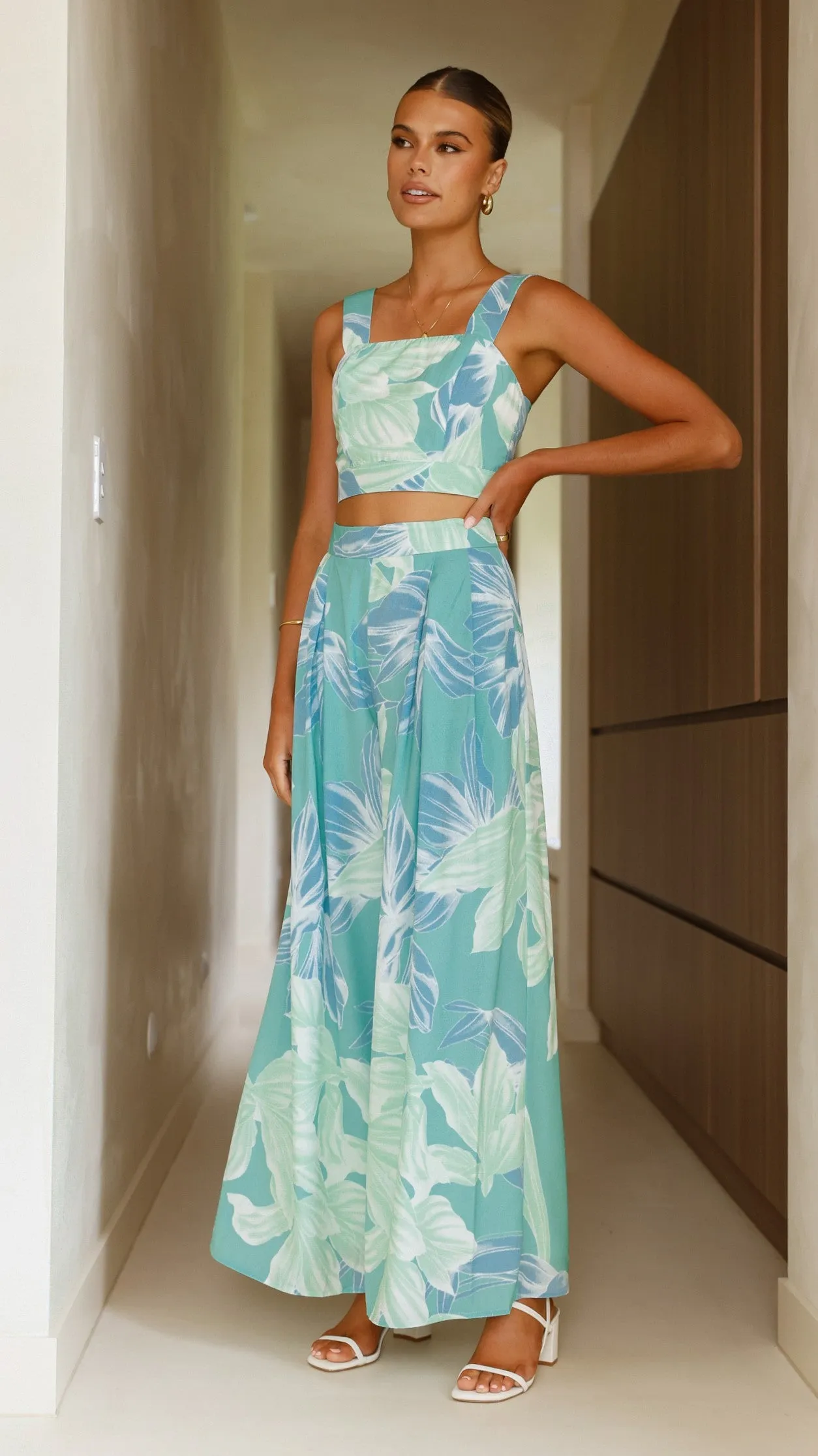 Noa Top and Pants Set - Sage Print Billy J