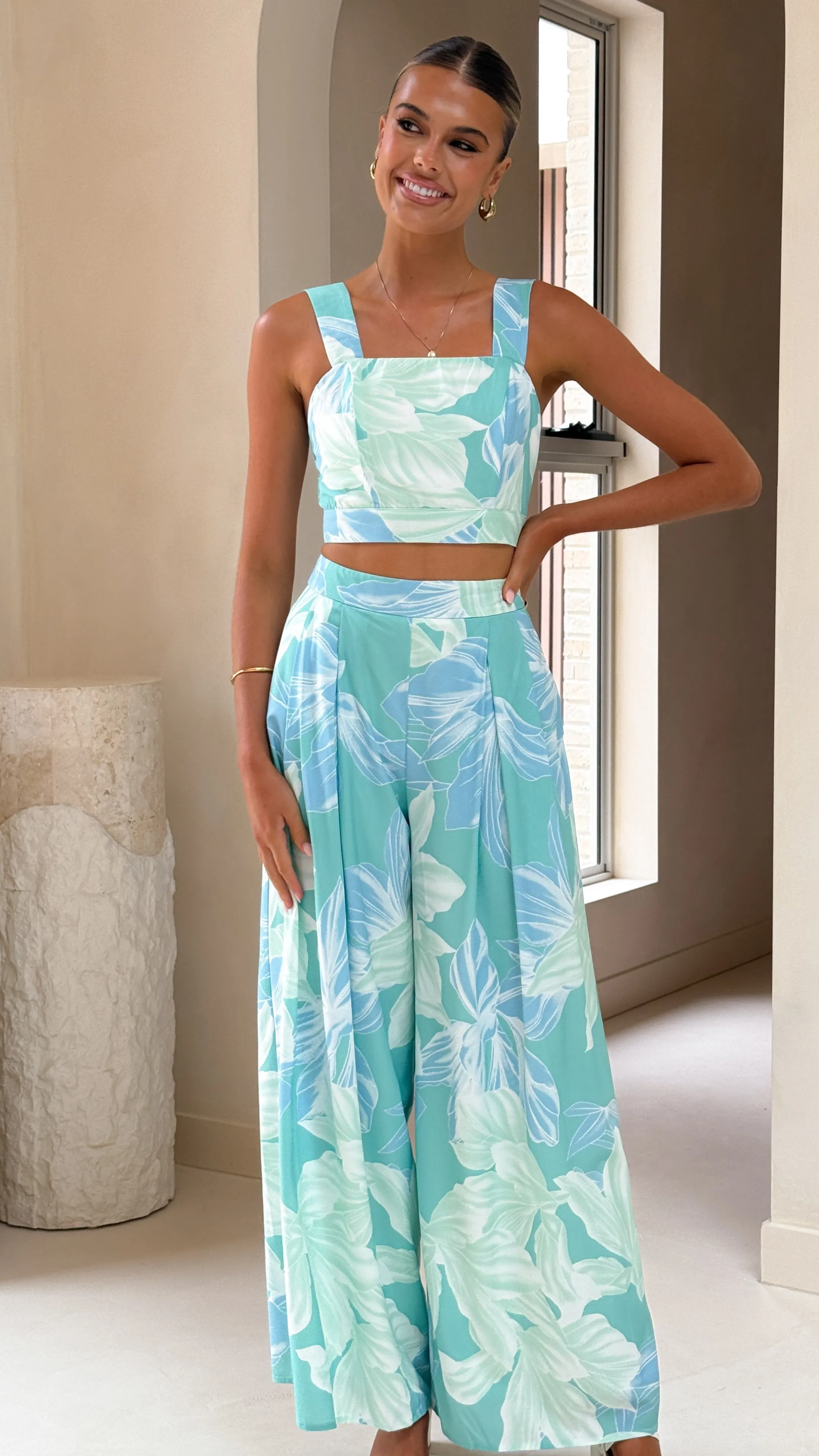 Noa Top and Pants Set - Sage Print Billy J