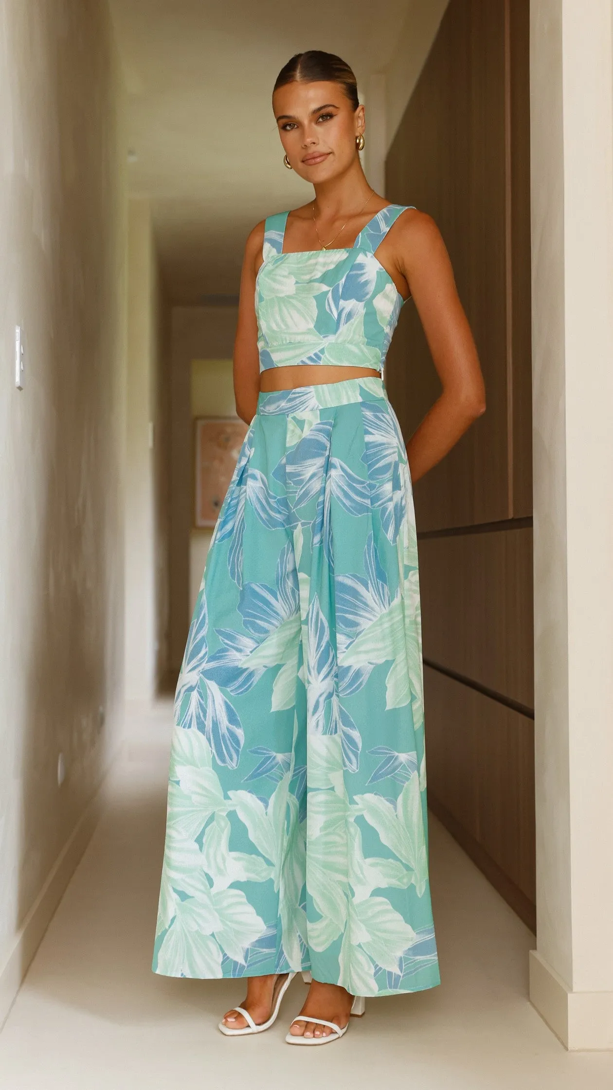 Noa Top and Pants Set - Sage Print Billy J