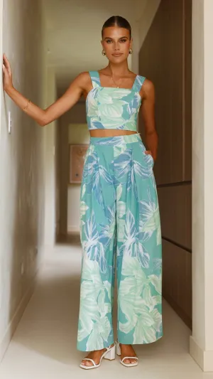 Noa Top and Pants Set - Sage Print Billy J