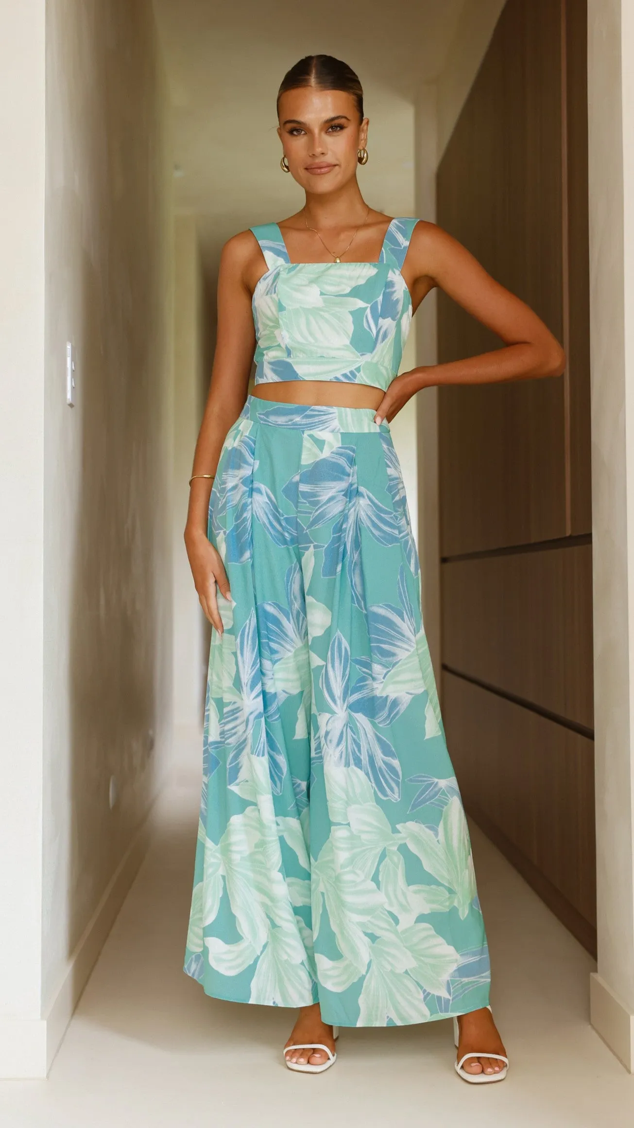 Noa Top and Pants Set - Sage Print Billy J