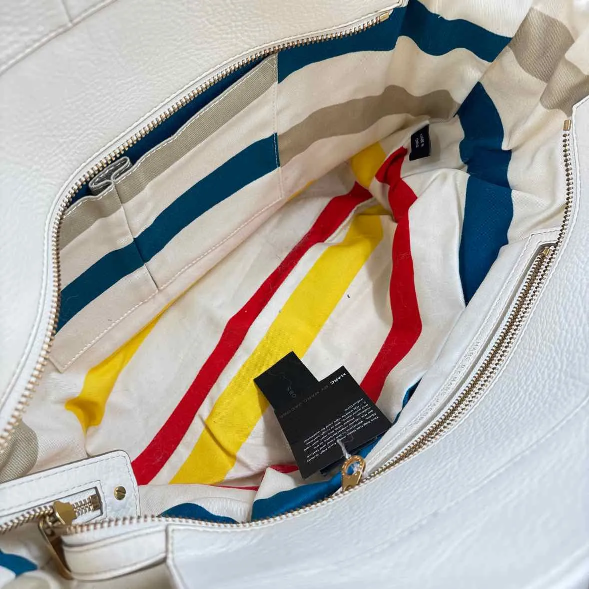 NWT MARC JACOBS Raffia & Leather Ivory TOTE Bag Purse