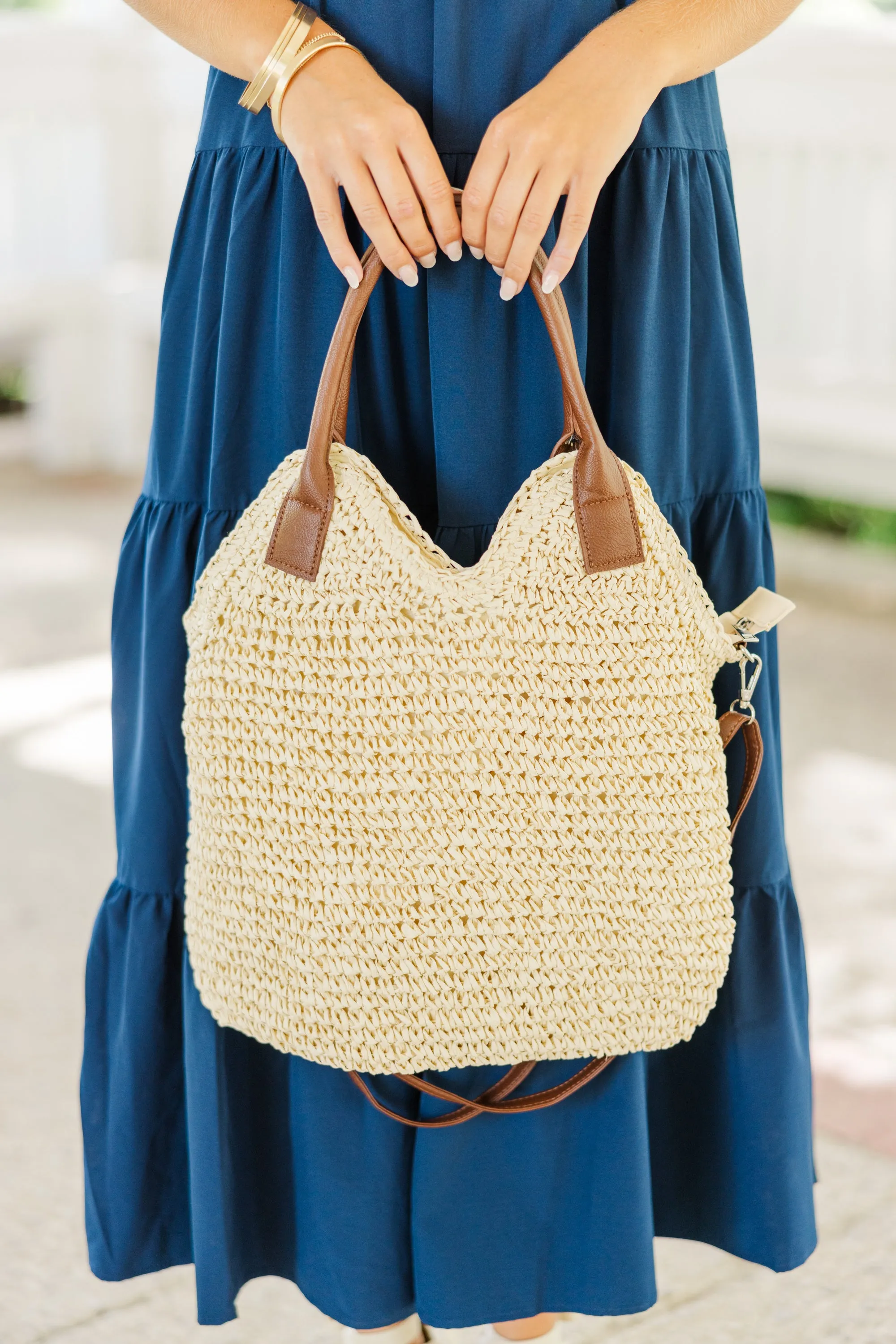On Your Way Ivory Straw Purse